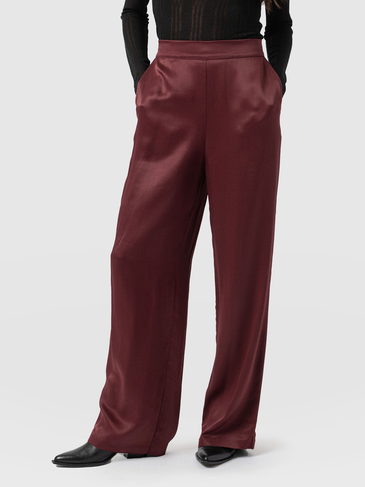 Langley Wide Leg Pant Maroon - Women's Trousers | Saint + Sofia® EU
